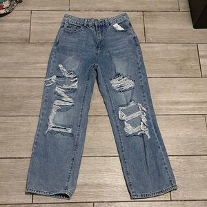 Distressed Blue Jeans